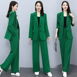 2023 sonbahar yeni günlük giysi ceket pantolon iki parçalı kadın FashionLoose Blazers pantolon Set kadın Elegnat profesyonel giyim