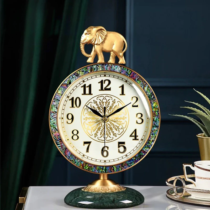 Luxury Shell Pendulum Table Clock Brass Table Clock Desktop Silent Home Decoration Pendulum Clock