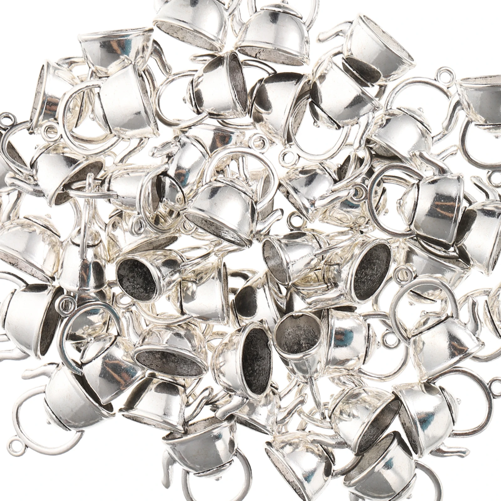 

50 Pcs Small Teapot Charms Alloy DIY Jewelry Pendants Necklace Key Ring Hanging Decor Retro Teapot Metal Beads