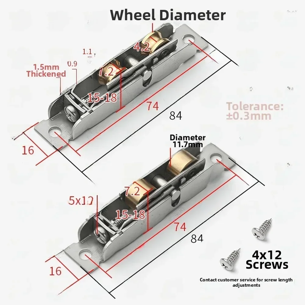 1pc Adjustable Stainless Steel Sliding Window Door Roller Wheels For Plastic Steel Doors For Window With Tracks Wider Than 16mm