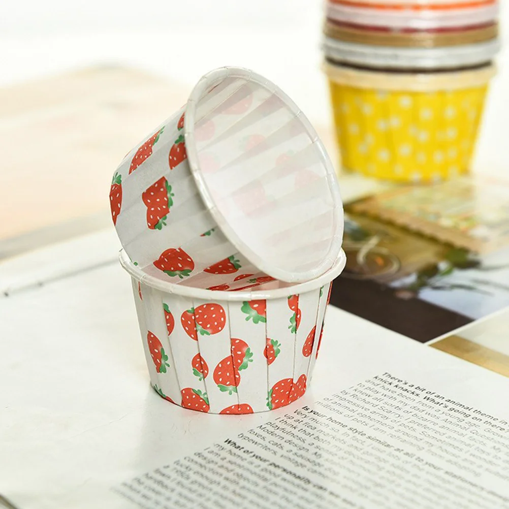

100Pcs Disposable Cake Paper Cups Oil-Proof Heat-Resistant Roll Edges for Hot Cold Food Desserts Party Supplies