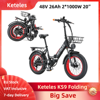Keteles KS9 Folding Electric Bike 20 Inch Fat Tires 48V 17.5Ah Battery 1000W Motor Hydraulic Disc Brakes 7-Speed E-bike Bicycle