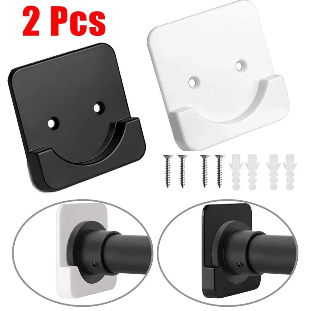 2pcs Curtain Rod Bracket Holders Hooks Adhesive Rod Holder Clothes Rail Bracket Toilet No Drilling Stick Bathroom Accessories NE