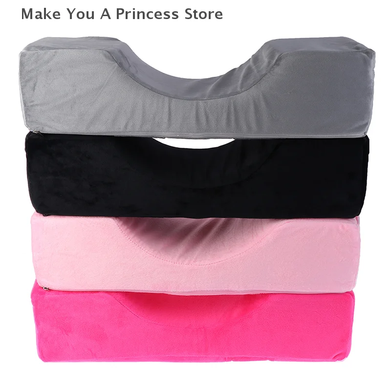 Travesseiro para cílios, suporte para pescoço, travesseiro macio para enxertia de cílios, espuma de memória, travesseiro de extensão de cílios com bolso, salão de maquiagem