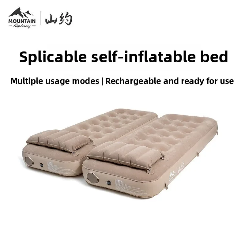 Montaña sobre colchón inflable tienda de campaña al aire libre plegable individual doble colchón de aire para el hogar cama automática Camping estera para dormir
