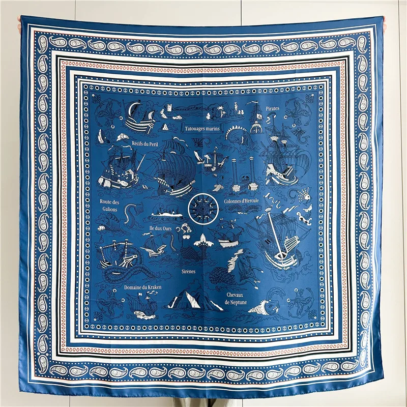 High-end twill silk scarf women's spring and summer new mulberry silk large square scarf for travel big shawl scarf dual-purpose