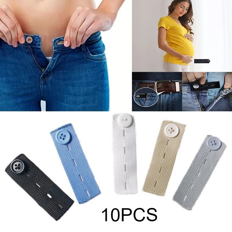 10Pcs Elastic Waist Extenders Belt Practical Waist Extension Buckle For Pregnant Women Men Women Jeans Adjustable Waistband