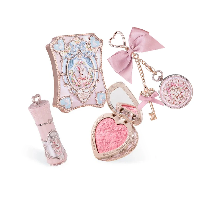 flowerknows-bunny-garden-collection-gift-set-makeup-high-pigment-palette-lip-balm-keychain-velvet-matte-lipstick-cream-blush-set