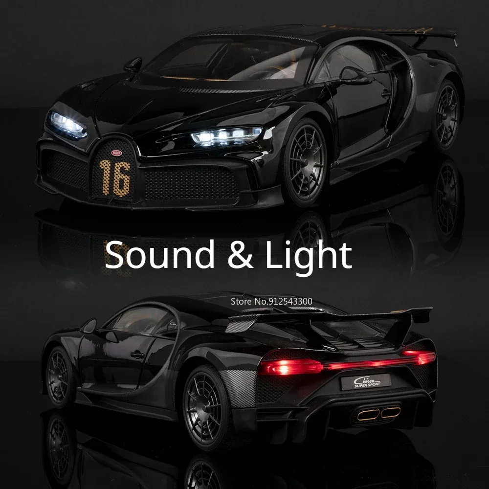 1:18 escala chiron modelo de carro esportivo brinquedo diecasts portas de metal aberto som luz absorção de choque veículos brinquedos presentes para crianças
