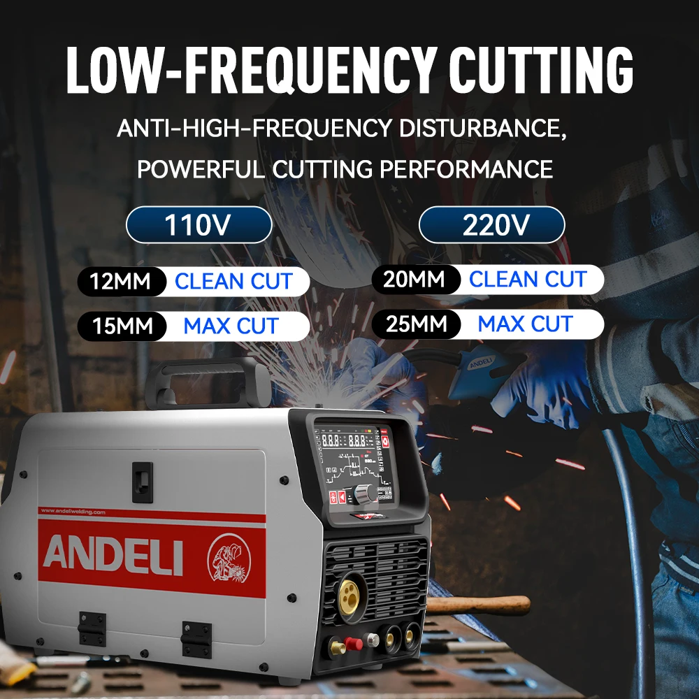 ANDELI MCT-520D LED Pulse MIG/Flux MIG/HF TIG/LIFT TIG/MMA/CUT/COLD Welding 7 IN 1 Multi-Function Welder Can Welding Aluminum