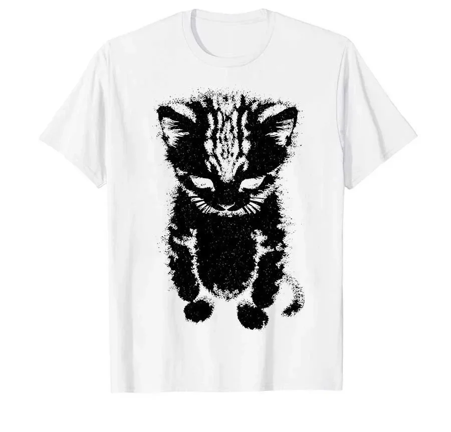 El Gato Sad Kitten Print Tops Funny Meme Sad Crying Munchkin Cat T-shirt Casual Loose T Shirts Y2k Fashion Tees Unisex