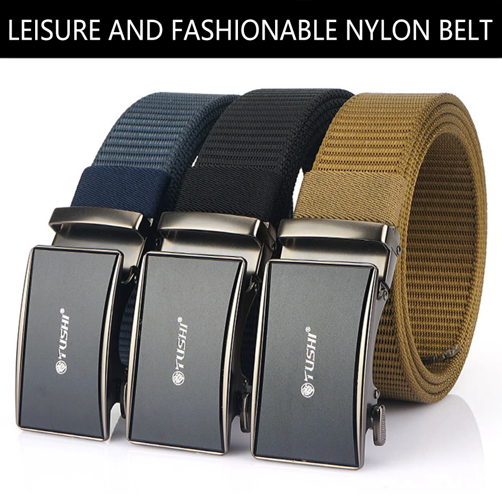 TUSHI Men Belt Outdoor Hunting Tactical Belt Multi-Function automatic Buckle Nylon Belt High Quality Marine Corps Canvas Belt