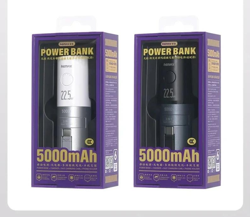Fast Charging Power Bank 5000Mah with 20W Iph Cabled and Adapter Holder Emergency Mini Portable 3-In-1 Power Banks