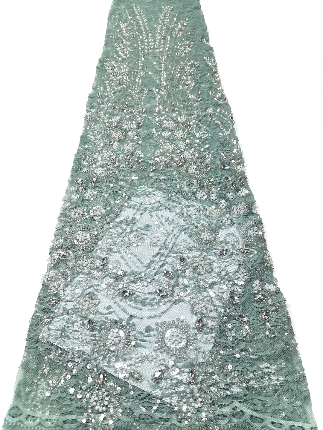 

2 yards Luxury French Tulle Net Lace Embroidered with Sequins And Beads for Dress Sewing African Nigerian Style Fabric