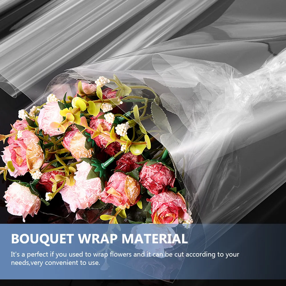 1 لفة ورق تغليف زهرة السيلوفان الشفاف لتقوم بها بنفسك مواد باقة الأزهار التعبئة فيلم لوازم تغليف الهدايا #2