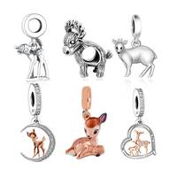 Fit Original Charm Bracelet 925 Sterling Silver Bambie Elk Deer Mother Daughter Love You Pendant Bead For Making Women Berloque
