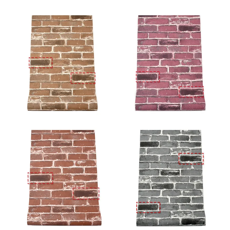 Retro Vintage American Style Fake Brick Wall Paper for Cafe Bar Restaurant Decor Red Stone Wallpaper