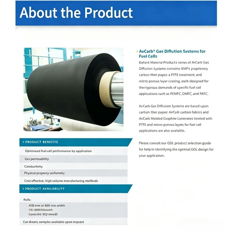 205μm‑Thick MB30 Hydrophobic GDL Carbon Paper Gas Diffusion Layer With MPL Microporous Layer For Fuel Cell Application