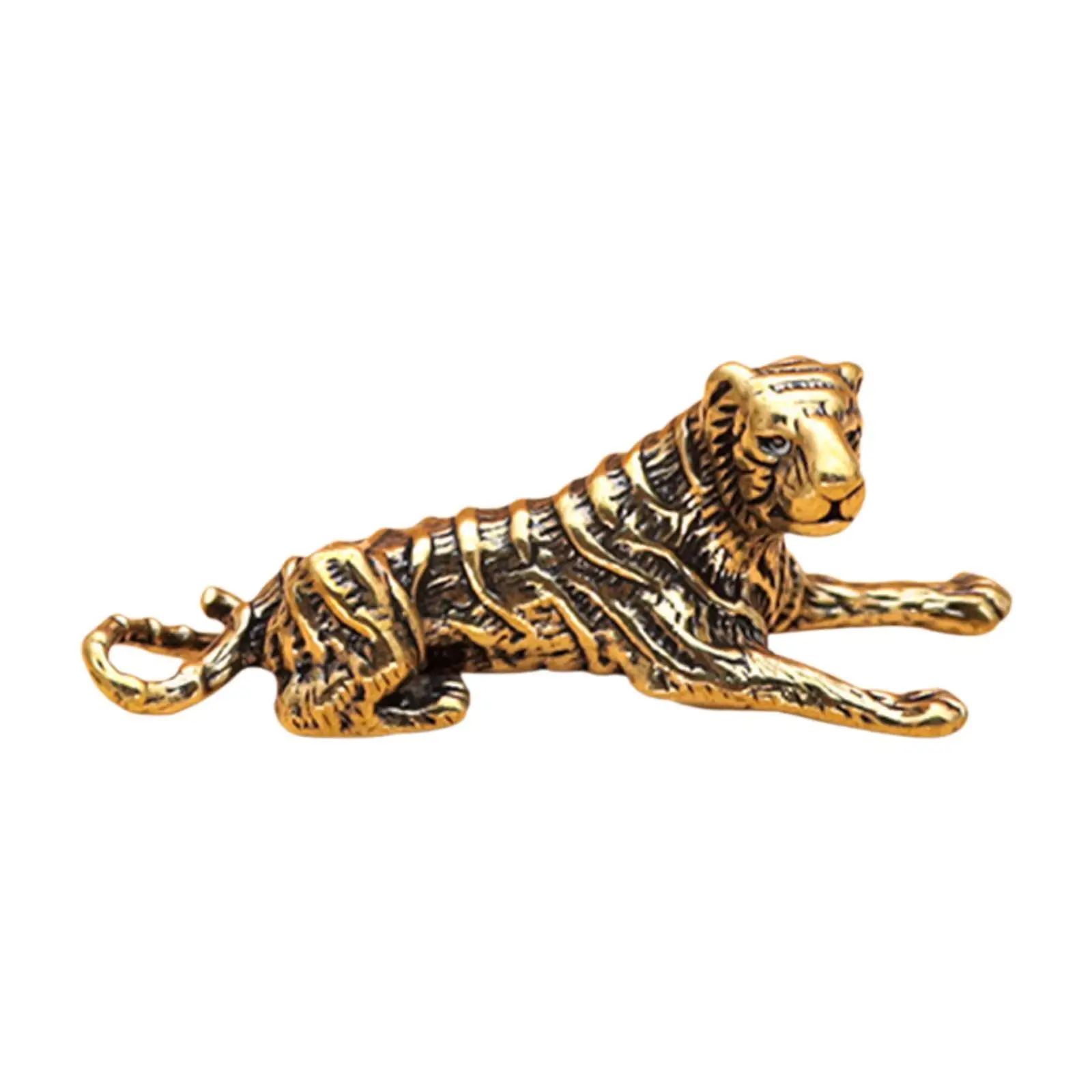 Chinese Tiger Keychain Sculpture Animal Ornaments Collectible Home Decor Decor Gift Desktop Props Traditional Style Ornament