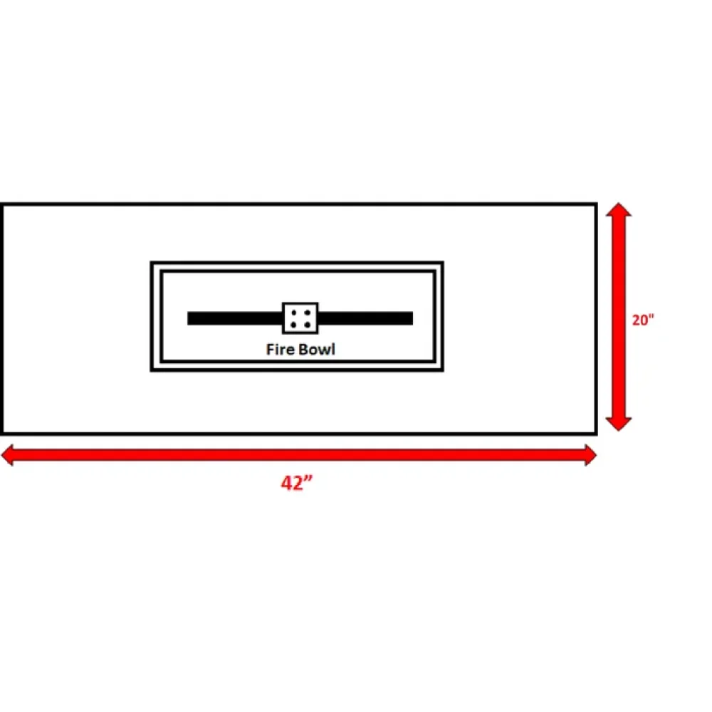 Mesa para fogatas al aire libre de propano de hormigón reforzado con fibra de 25" de alto x 42" de ancho