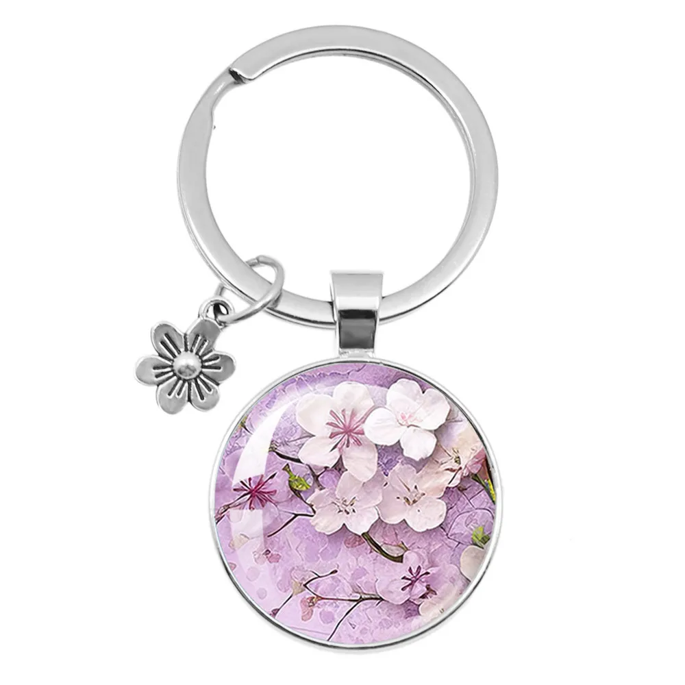 Niedliche Pflanze Schlüssel bund Blume Schlüssel ring Kirschblüten Glas Schlüssel bund Blume