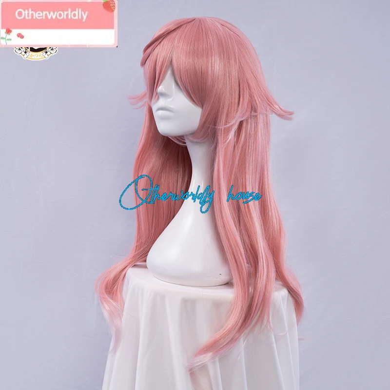 Yanfei Cosplay Wig Game Genshin Impact Yan Fei Cosplay Long Hair Salmon Pink White Gradient 70cm Halloween Wigs