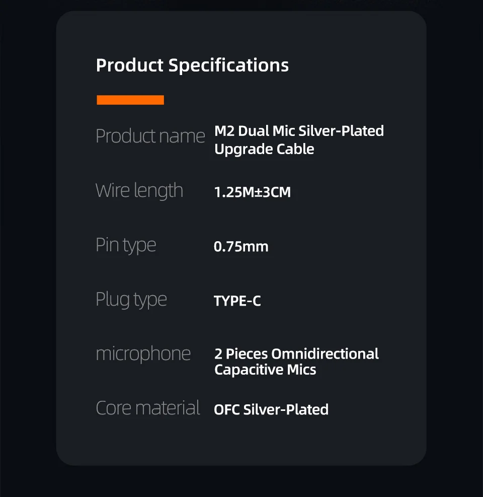  KZ M2 Dual Versilbertes Upgrade-Kabel, Hochauflösend mit Dual-Mikrofon, USB Typ-C, 3,5-mm-Stecker, optionales Upgrade-Kabel für Kopfhörer – Detail 15
