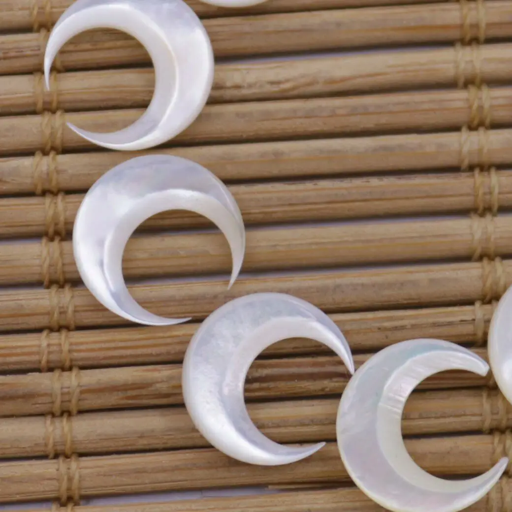 10 PCS Nail 3D Art Moon Shape Natural White Shell Mother of Pearl Jewelry Making not drilled