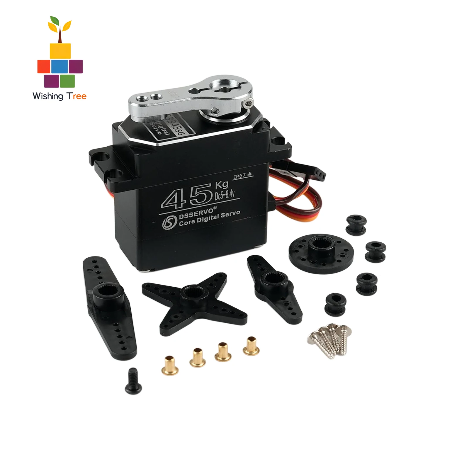 

DSservo DS3345 45KG Aluminum Alloy IP67 Waterproof Digital Metal Gear Servo for 1/8 1/10 RC Crawler Car Boat Truck