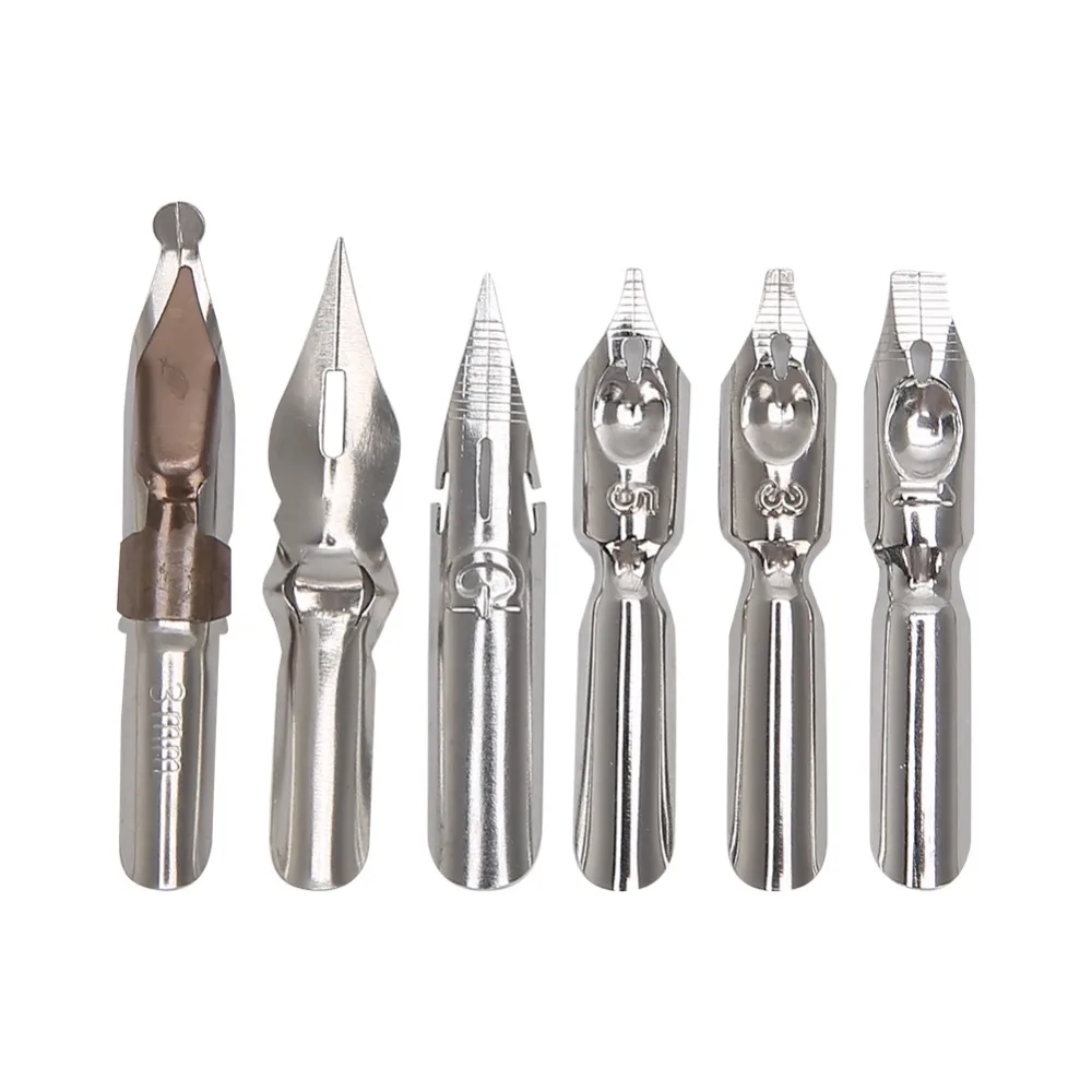 7pcs Innovative Antique Finish Dip Pen Set Wooden Handle Flat Nib Design Calligraphy Dip Pen Wooden Dip Pen Stationery Lovers