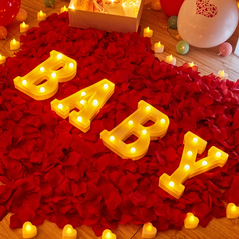 16/21cm LED Marquee Letter Lights Sign Light Up Alphabet Letter Battery Powered for Home Baby Party Wedding Decoration