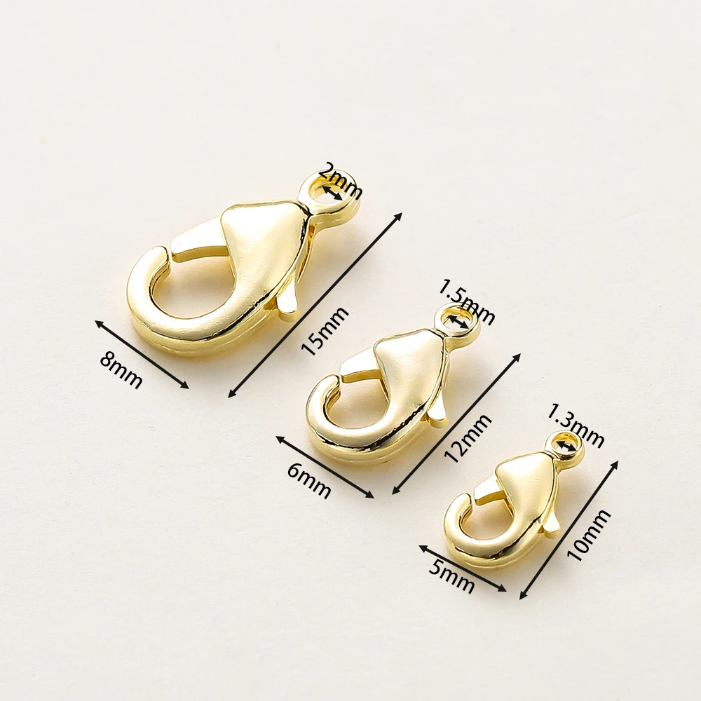 10Pcs 14K/18K Gold Plated Brass Lobster Clasps Connectors for DIY Bracelet Necklace Handmade Jewelry Making Findings