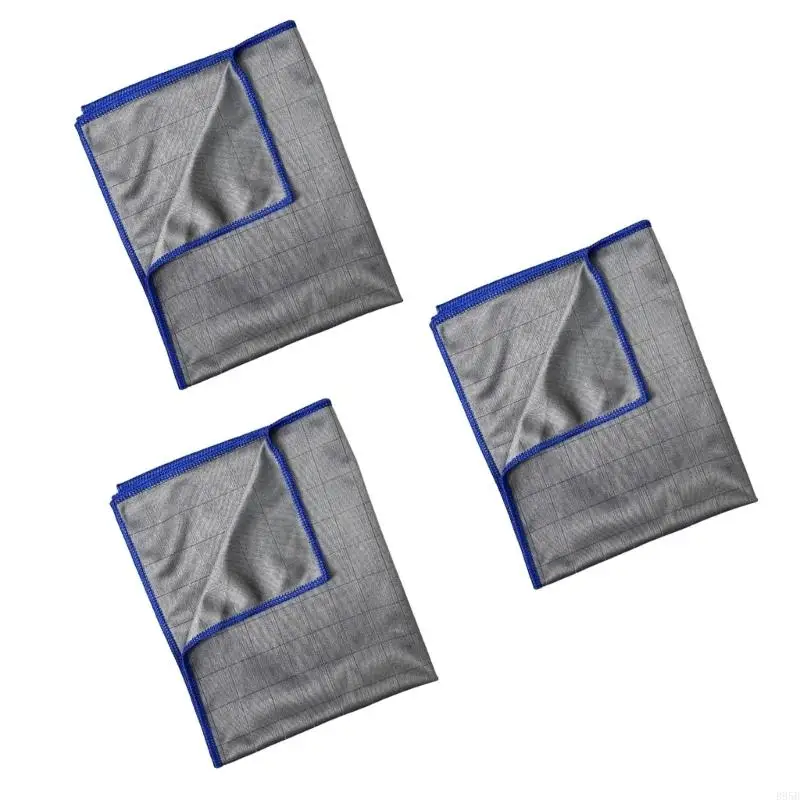 3Pcs Carbon Fiber Cleaning Cloth For Car Window Kitchen Surfaces High Absorbency B95B