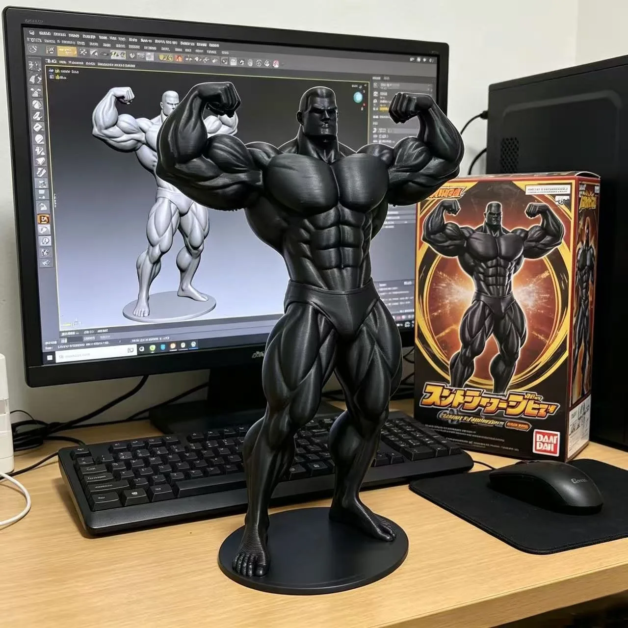 3D-printed Handsome Muscular Guy Sculpture Decoration Bodybuilding Ornament Figurine Coach Strong Person Character Model12cm