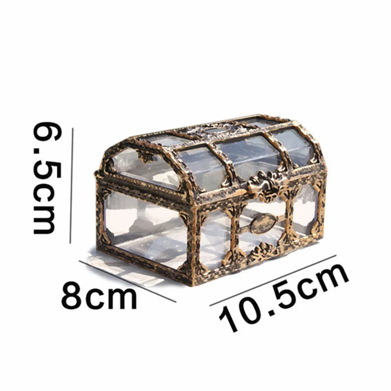 صندوق صندوق الكنز من البلاستيك الشفاف صندوق كنز القراصنة حاوية تخزين المجوهرات الشفافة عرض لعبة صدف الحلوى