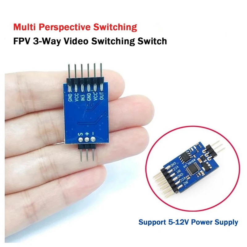 Interruptor eletrônico para câmera transversal FPV, dois sentidos, 3 vias, comutador de vídeo, controle remoto, comutação módulo de vídeo, fácil instalação