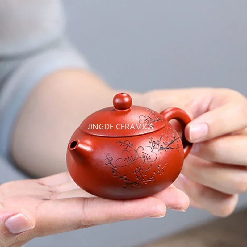 

70 мл китайские фиолетовые глиняные чайники Исин ручной работы с цветком сливы Xishi чайник из сырой руды дахунпао грязевой чайник элитный чайный сервиз Zisha