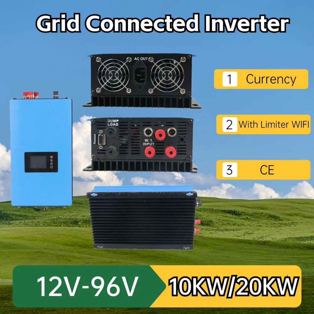 10KW 20KW Wind Power Grid Tie Inverter with Limiter Sensor/Dump Load Controller/Resistor WIFI 3 Phase 48v 96v Wind Generator