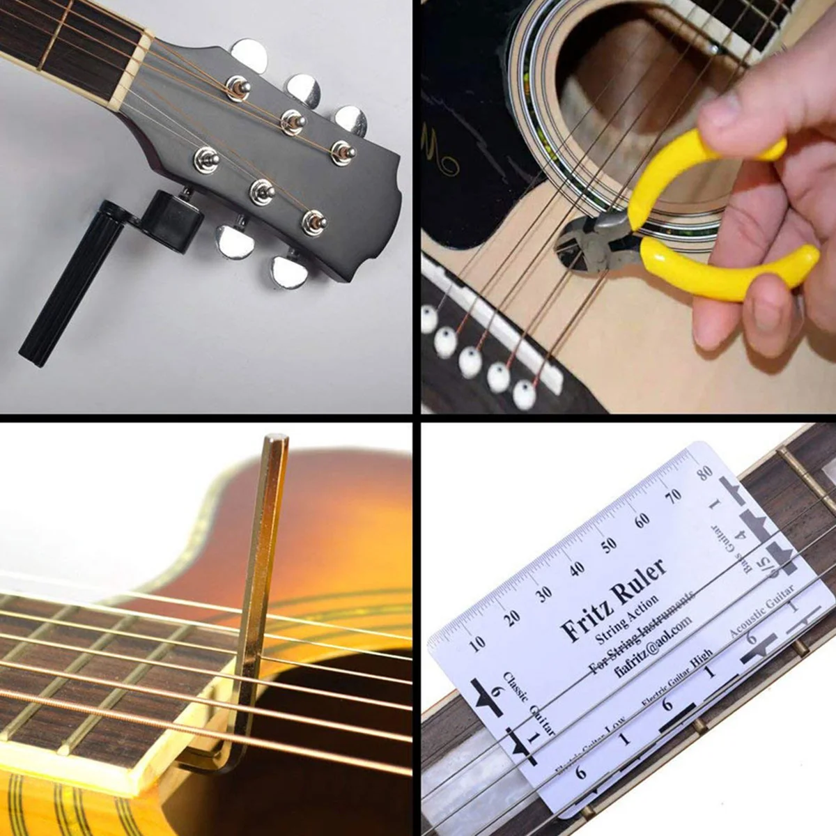 

26-in-1 Guitar Repairing Tool Set Complete Professional Kit for Guitar Maintenance Repair Cleaning String Changing Measuring