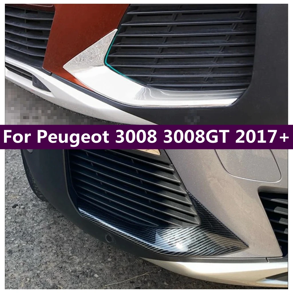 

ABS Chrome Carbon Fiber Look Front Fog Light Lamp Eyebrow Stripes Cover Trim For Peugeot 3008 3008GT 2017 - 2020 Car Accessories