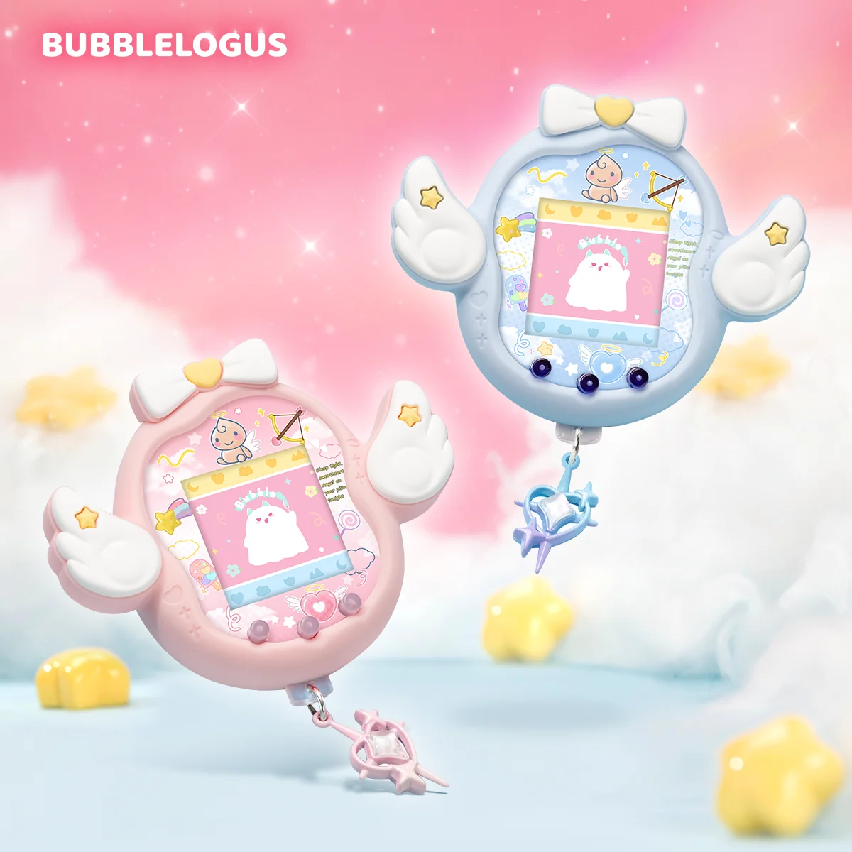 Novo quente tamagotchi uni eletrônico animal de estimação anjo diabo silicone capa protetora dos desenhos animados anime figura modelo decoração presentes