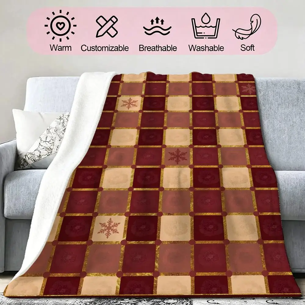 Trendy Plaid Stripe Teen Gift Throw Soft Cozy Flannel Blanket for Couch Sofa Bed, Mid-Century Modern Art Lover Gift