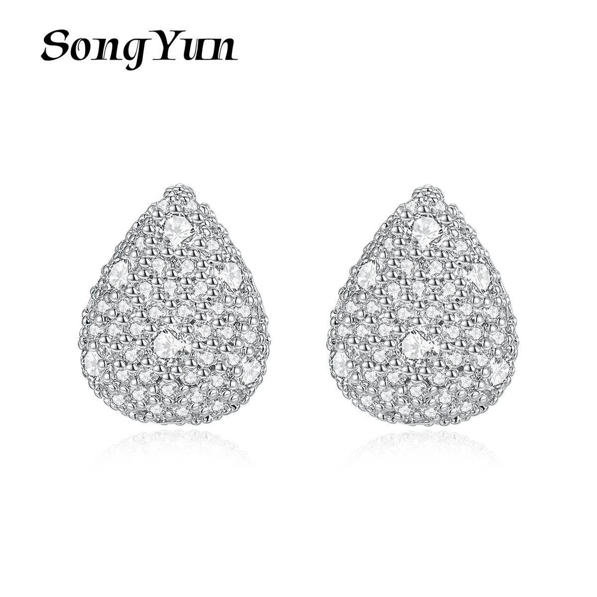 

SongYun Jewelry Manufacturer MHT The Light Microscope Zircon Stereo Feeling Teardrop-Shaped Stud Earrings Female Luxury Atmosphe