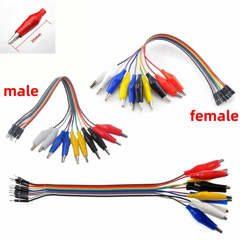 20cm 30cm 10pin Double-end Alligator Clips jump Wire Male Female Crocodile Clip Test Lead Jumper Wire Line Cable DIY Connection