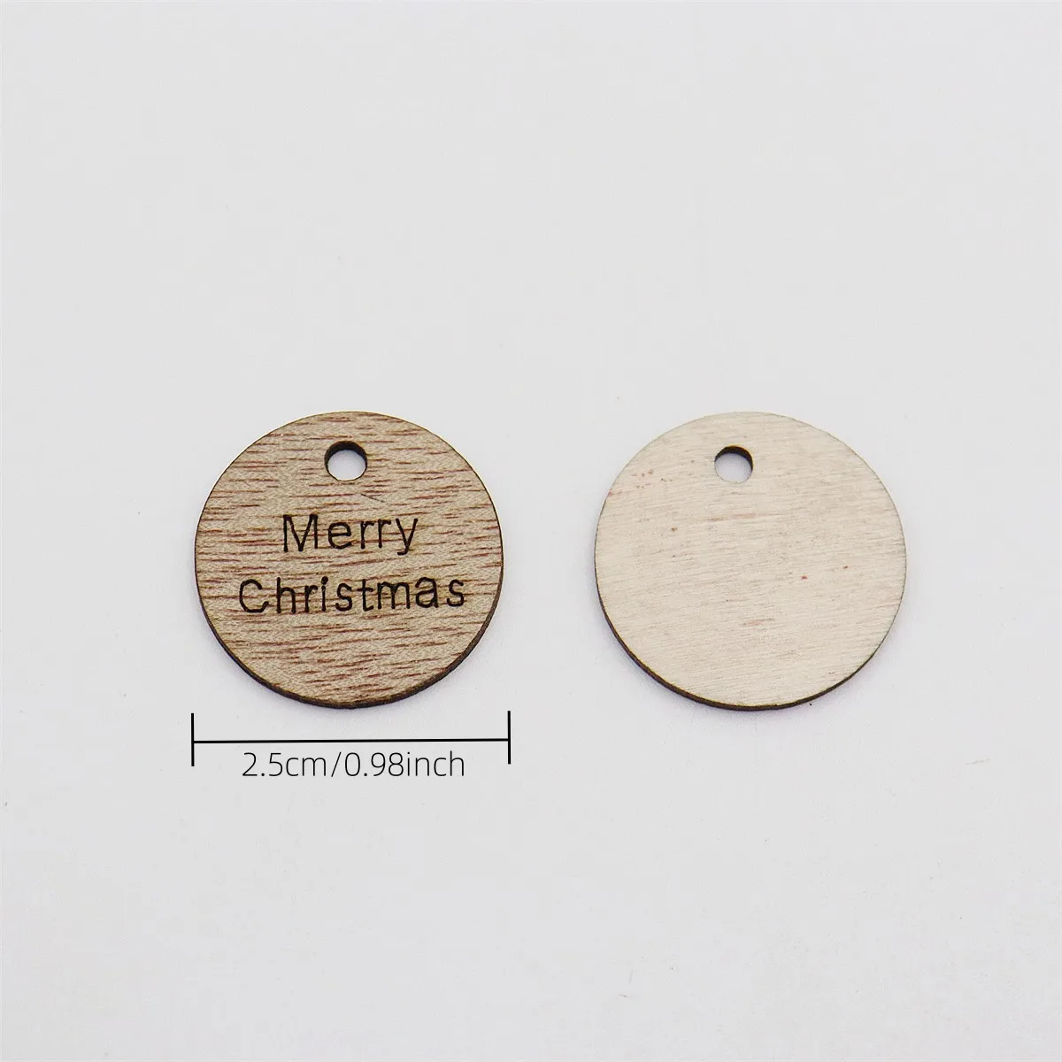 Rodada De Madeira Círculo Tags para Artesanato DIY, Fantasia Scrapbooking, Casamento, Decorações De Natal, Vintage Feliz Natal, 50PCs, 25mm