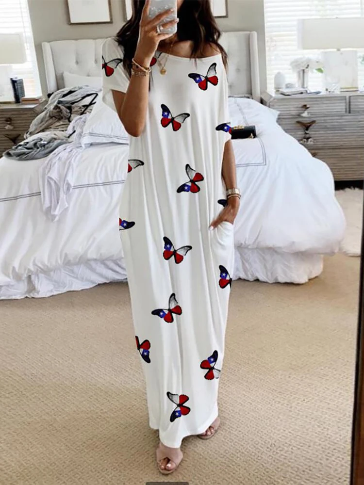 Dress for Women 2023 New Cheetah Print Short Sleeve Cold Shoulder Maxi Dress Vestidos De Mujer Elegant Boho Robe Female