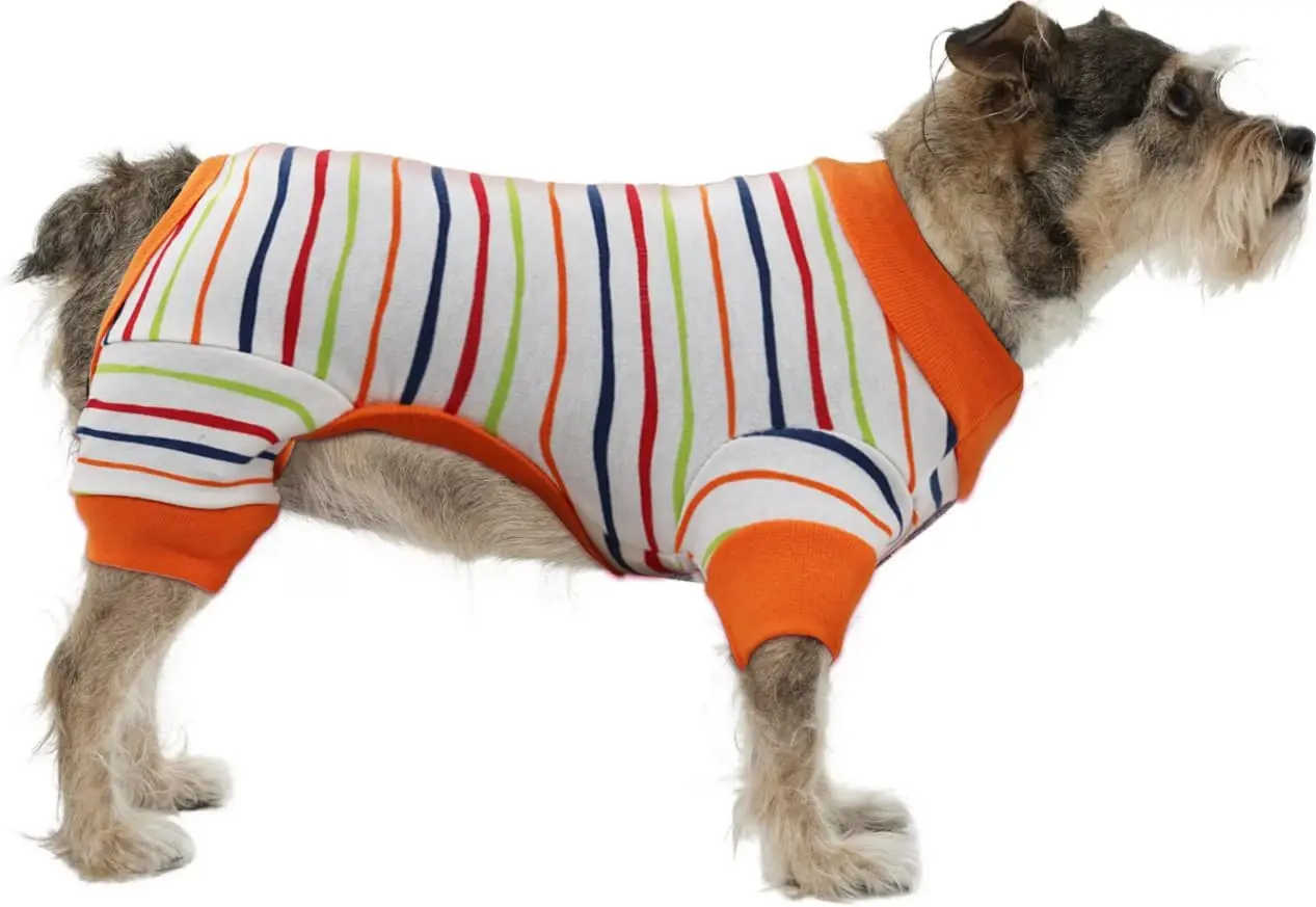 Stripe Dog Pajamas Onesie Spring Autumn Cotton Dog Clothes for Small Medium Dogs, Soft Cat Puppy Jumpsuit Outfits Pet Apparel