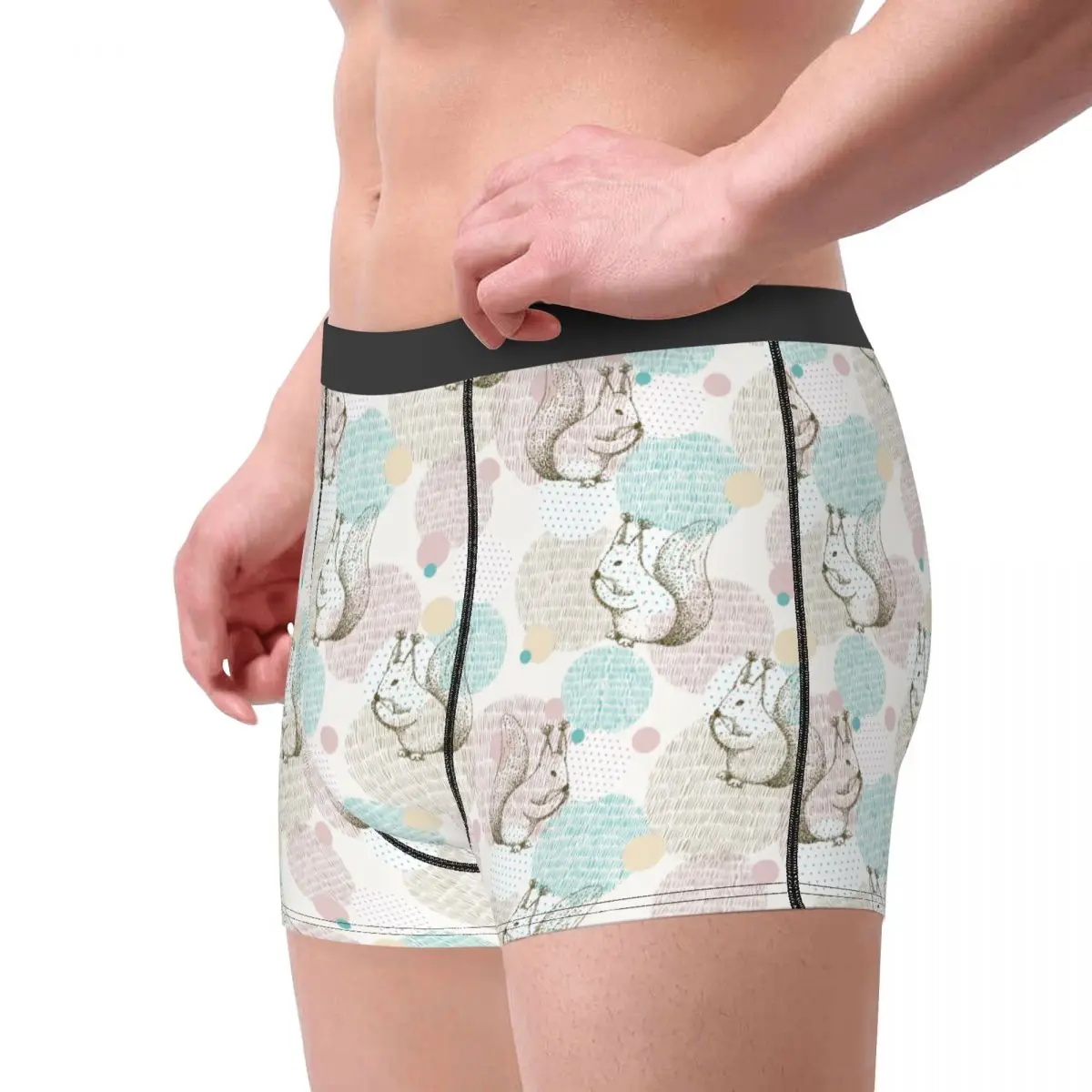 Men\'s Colorful Joyful Funny Squirrel Boxer Briefs Shorts Panties Breathable Underwear Animal Homme Humor Underpants