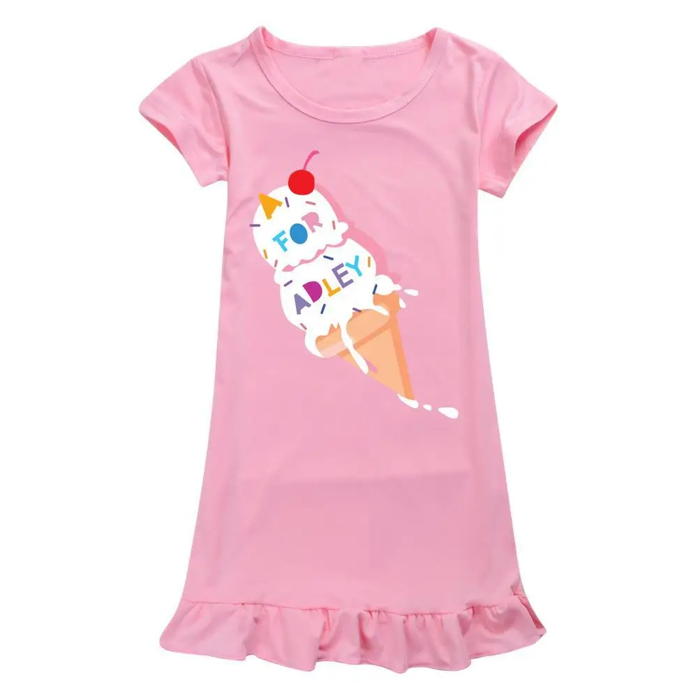 

A FOR ADLEY Clothes Kids Casual Nightgown Baby Girls Cartoon Nightdress Toddler Girl Summer Short Sleeve Sleepwear Nightie Dress