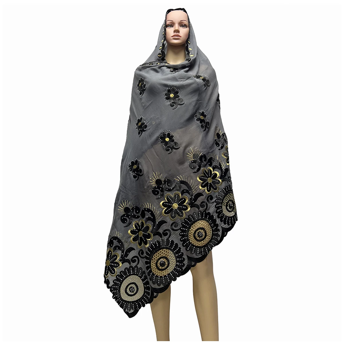 2024 Nuove Donne Africane Sciarpa Morbido 100% Cotone Con Dold Chip Sciarpa Dubai Isalmic Sciarpa Ricamo Hijab Musulmano per Scialli Avvolge